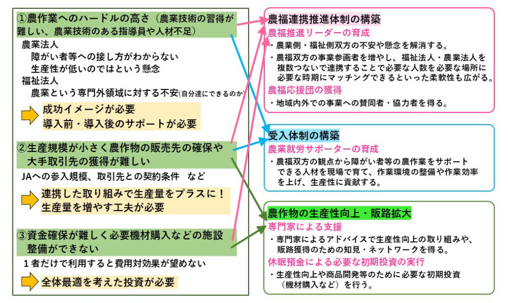 図_課題解決への道筋／本事業を通じて行なうこと