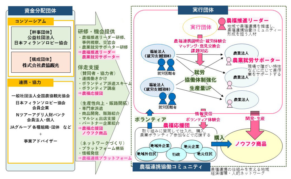 図_事業実施イメージ（実行団体の活動と資金分配団体による伴走支援）